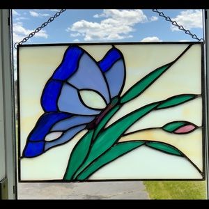 Handmade stained glass, butterfly panel
